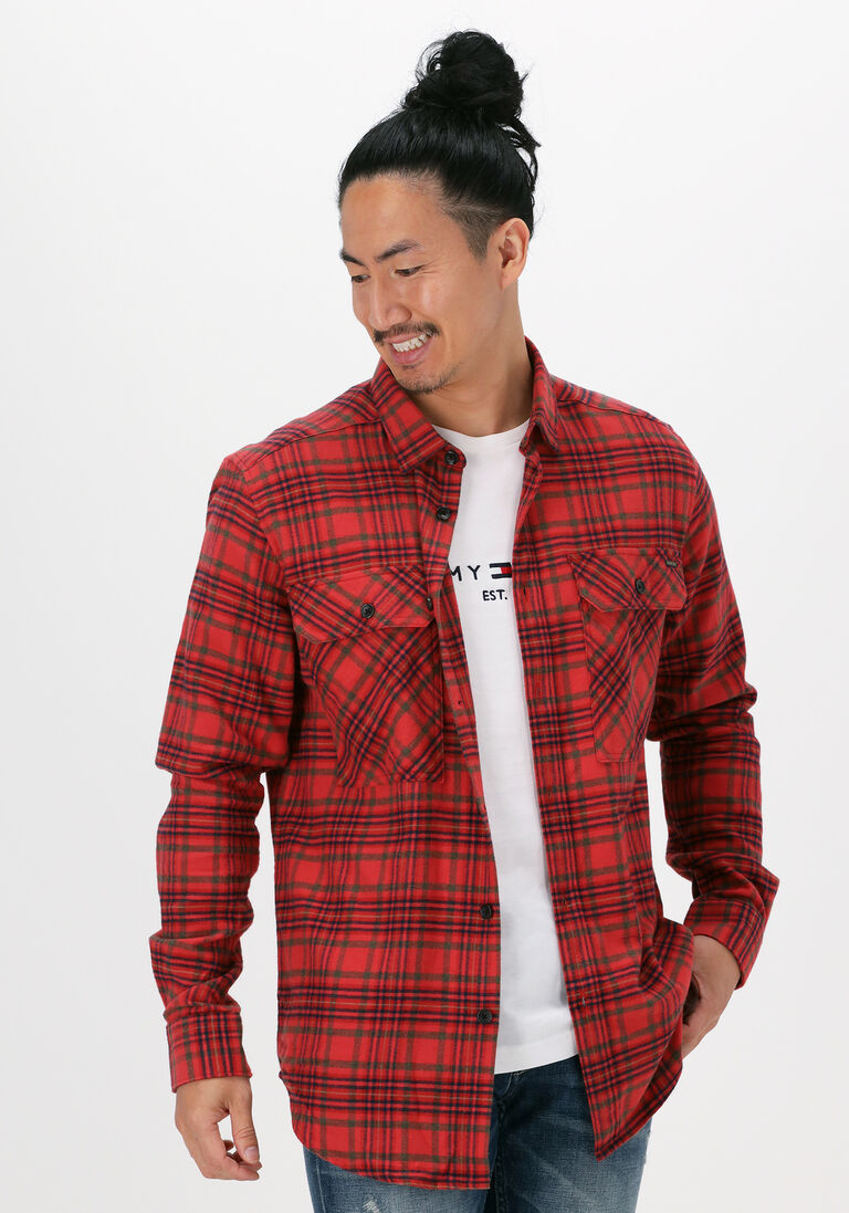 rote dstrezzed casual-oberhemd shirt with pockets indigo chec