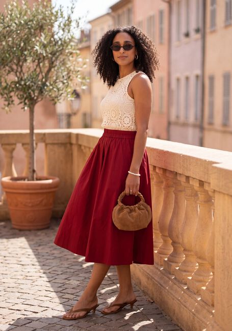 Rote MSCH COPENHAGEN Midirock MSCHLENNA SKIRT - large
