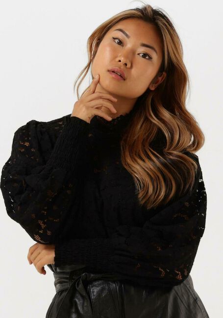 Schwarze ALIX THE LABEL Blusen LADIES KNITTED STRETCH LACE TOP - large