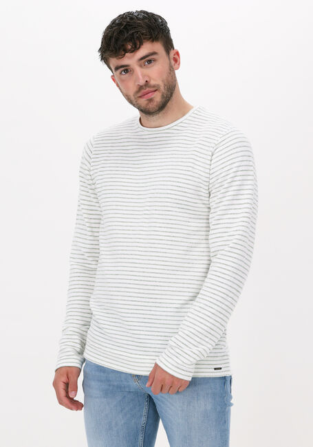 Weiße DSTREZZED Sweatshirt BOATNECK L/S FANCY TERRY STRIPE - large