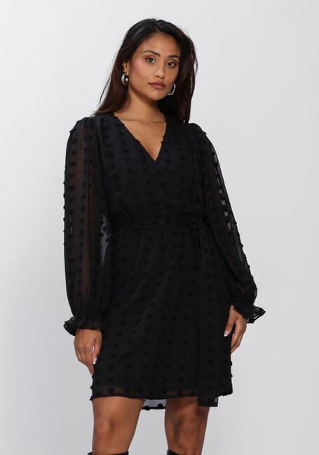Schwarze Y.A.S. Kleider YASDOTTIE LS WRAP DRESS - large