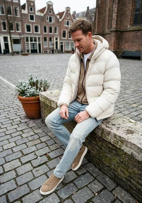 Ecru CALVIN KLEIN Wattierte Jack LS NYLON MONGRAM PUFFER JKT - large