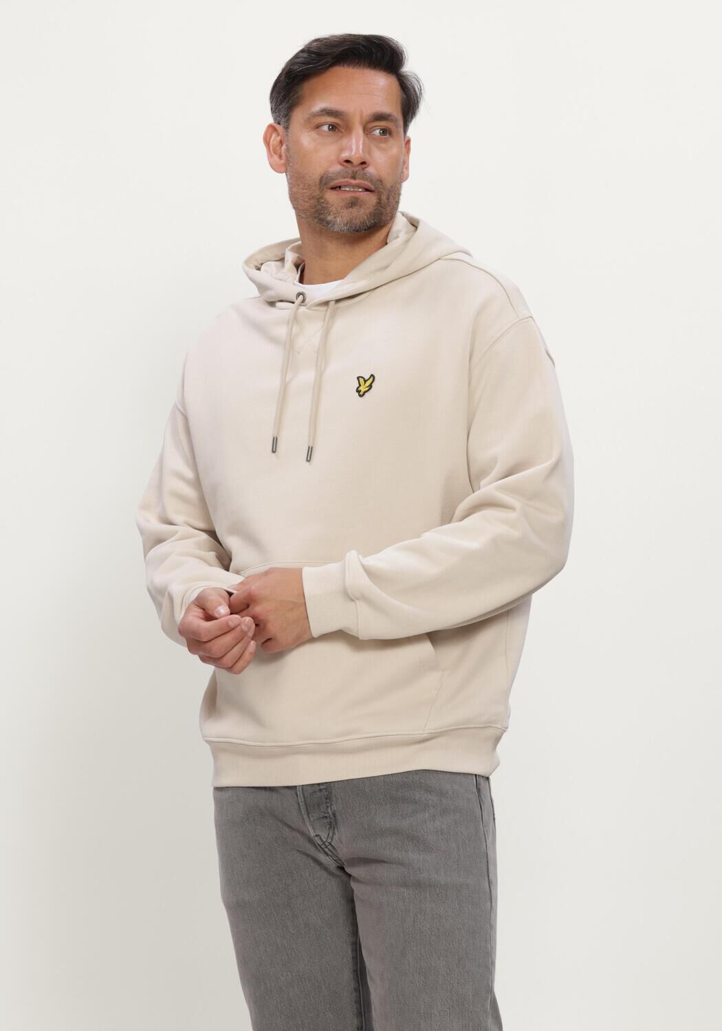 Beige LYLE & SCOTT Sweatshirt HEAVYWEIGHT LOOPBACK PULLOVER HOODIE - large