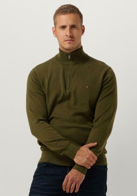 Dunkelgrün TOMMY HILFIGER Pullover PIMA ORG CTN CASHMERE ZIP MOCK - large