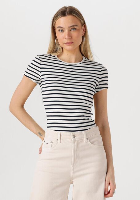 Weiße TOMMY JEANS T-shirt TJW SLIM ESSENTIAL RIB SS EXT - large