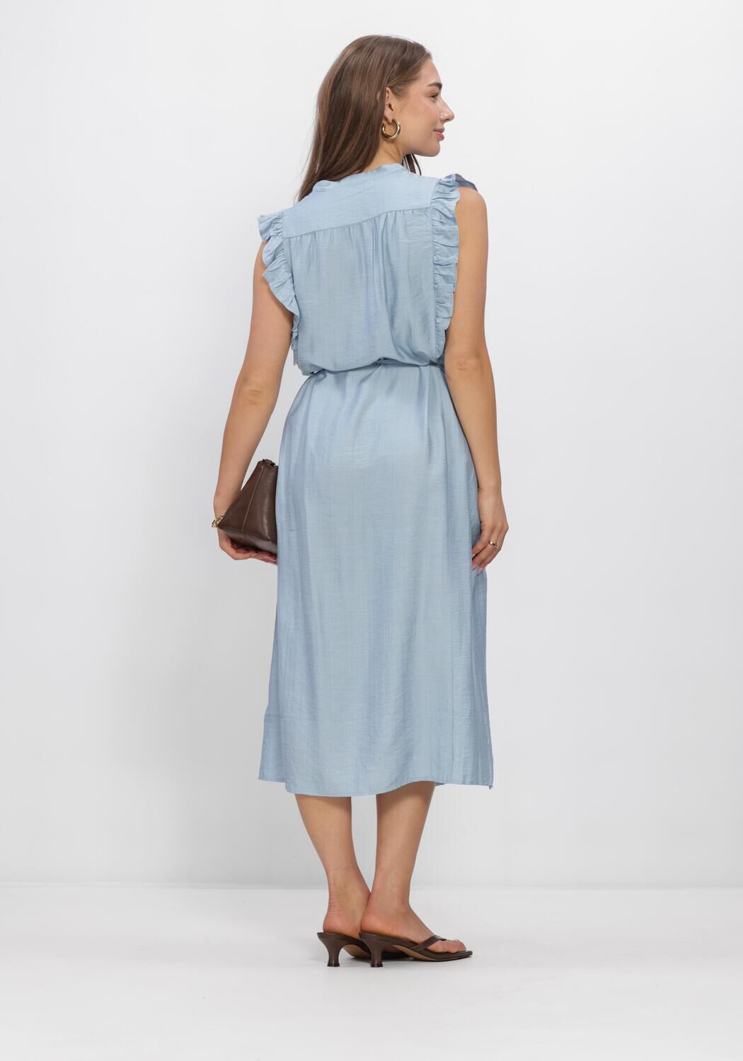 Hellblau CO'COUTURE Maxikleid HERACC FRILL SS V-DRESS - large