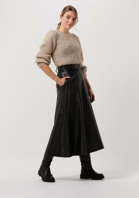 Schwarze VANILIA Midirock VEGAN LEATHER SKIRT - large