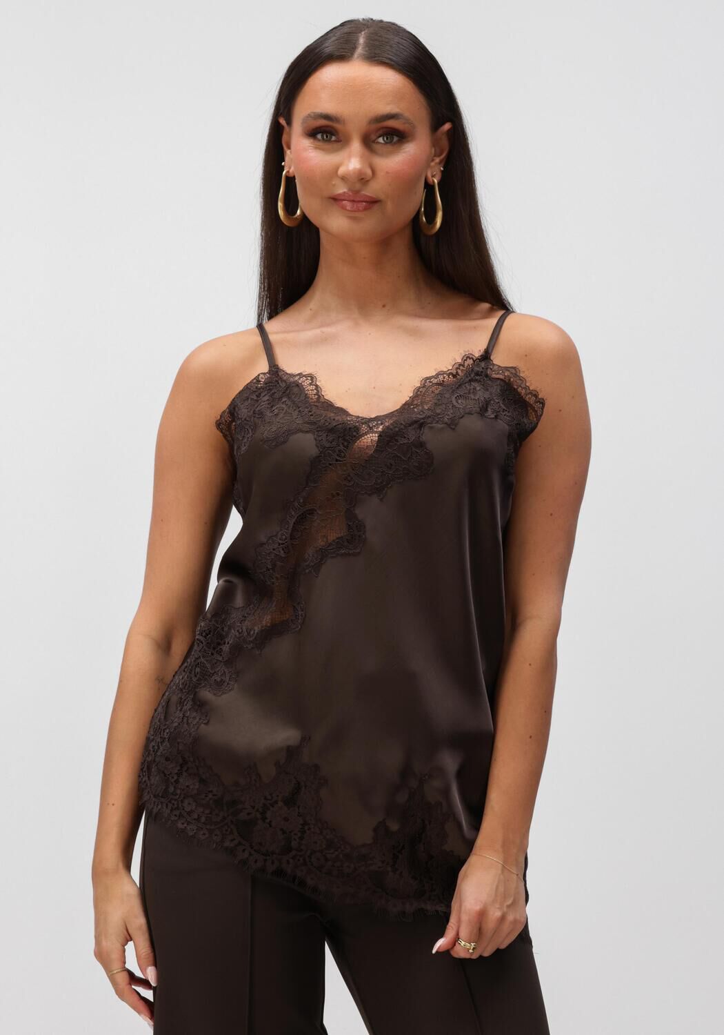 Braune NEO NOIR Top VIOLE LACE TOP - large