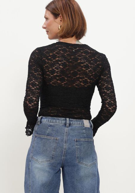 Schwarze NOTRE-V Top NV-HILLECHIEN LACE TOP - large