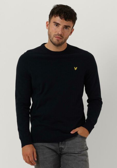 Blaue LYLE & SCOTT Pullover CREW NECK COTTON MERINO JUMPER - large