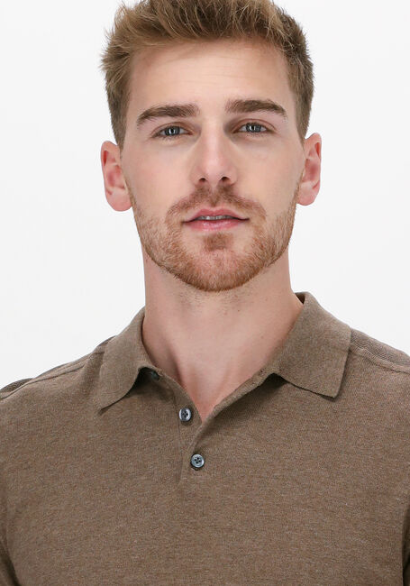 Taupe SELECTED MEN Polo-Shirt SLHBERG LS KNIT POLO NECK B NO - large