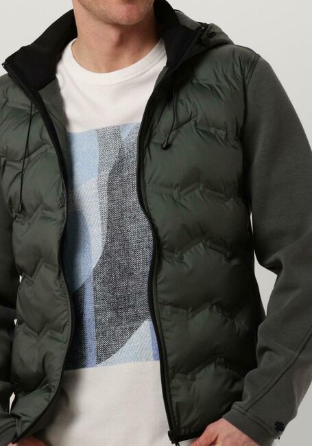 Grüne CAST IRON Wattierte Jack HOODED JACKET TECH JERSEY INTERLOCK - large