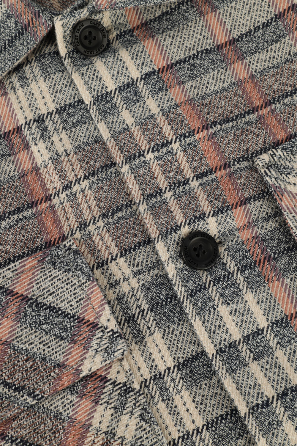 Blaue CAST IRON Overshirt LONG SLEEVE SHIRT MOULINE CHECK SHIRTJACKET - large