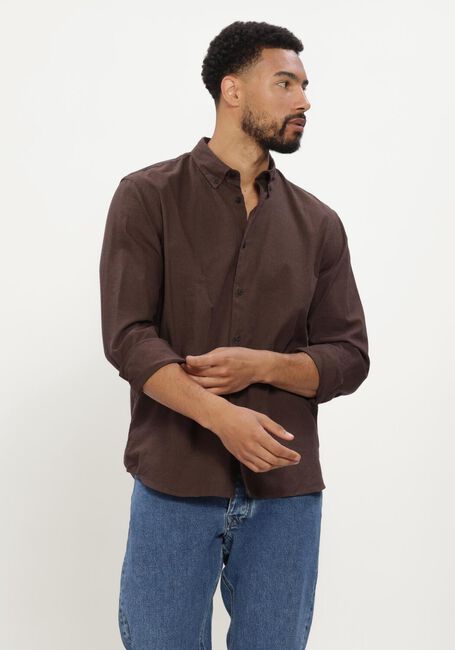 Braune SELECTED MEN Casual-Oberhemd SLMREGCOLE JAY MELANGE LS SHIRT NOOS - large