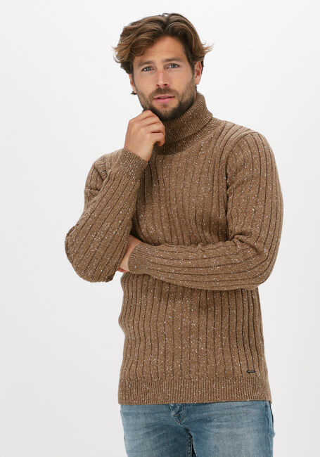 Khaki DSTREZZED Pullover TURTLE NECK CABLE STRUCTURE NA - large