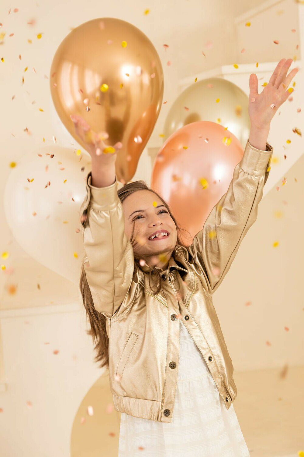 Goldfarbene LIKE FLO Lederjack IMI LEATHER PUFFY JACKET - large