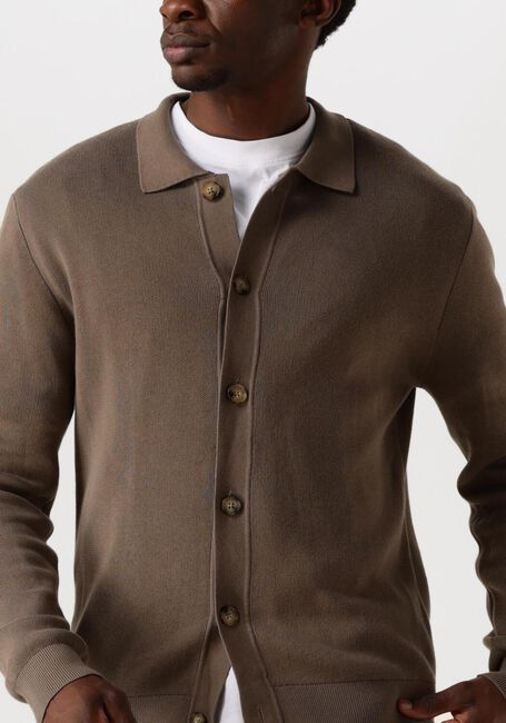 Braune SELECTED HOMME Strickjacke SLHMATTIS LS KNIT POLO CARDIGAN - large