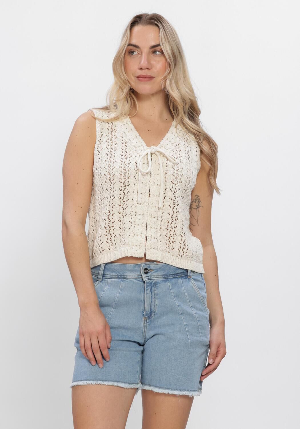 Beige OBJECT Pullover & Cardigans OBJJOLIN S/L RE KNIT TOP - large