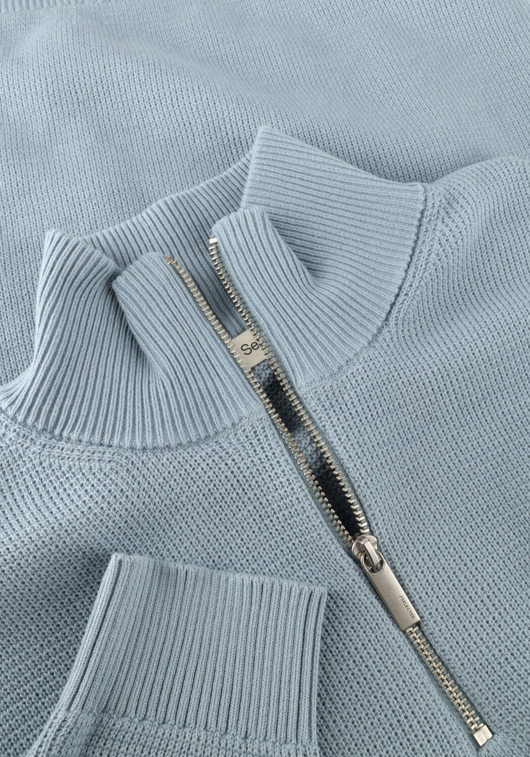 Hellblau SELECTED MEN Pullover SLHDANE LS KNIT STRUCTURE HALF ZIP NOOS - large