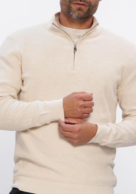 Ecru PROFUOMO Pullover PULLOVER HALF ZIP TWINKLE SLUB - large