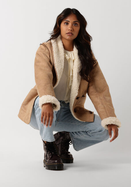 Camelfarbene SCOTCH & SODA Lederjack FAUX SHEARLING JACKET WITH SHAWL COLLAR - large