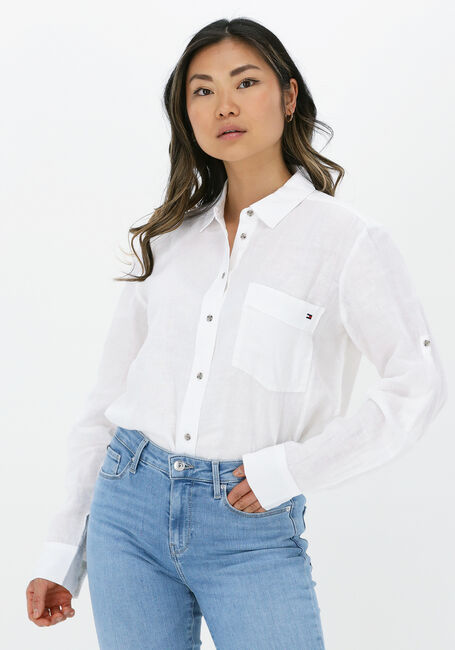 Weiße TOMMY HILFIGER Blusen LINEN N RELAXED LONG SHIRT - large