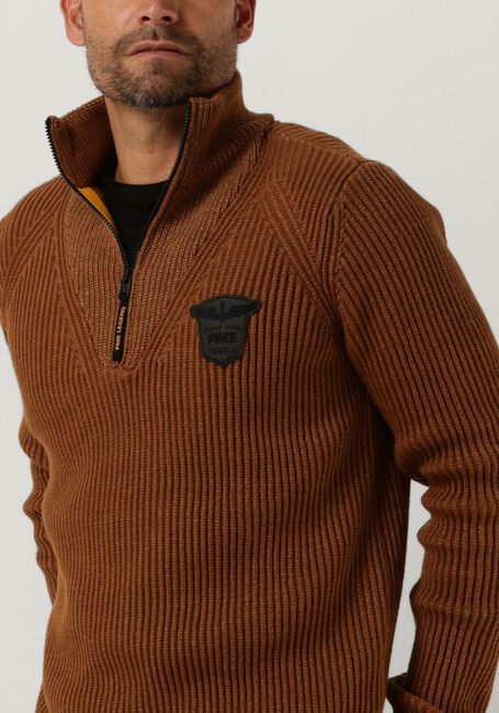 Braune PME LEGEND Pullover HALF ZIP COLLAR COTTON - large