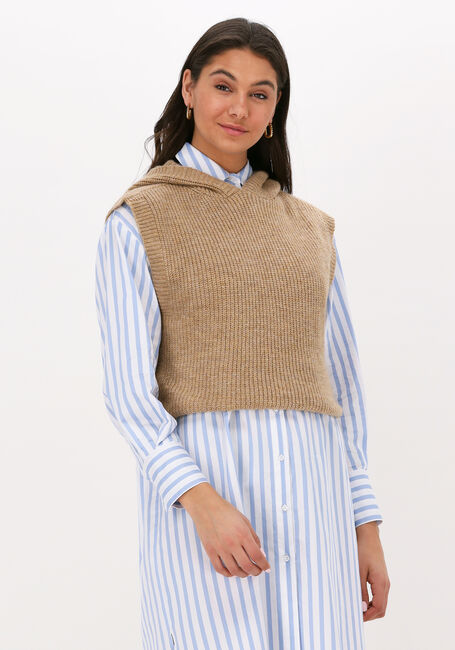Camelfarbene NA-KD Strickjacke KNITTED HOODIE VEST - large