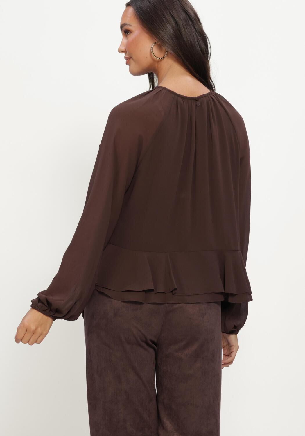 Braune Y.A.S. Blusen YASMILVA LS TOP - large