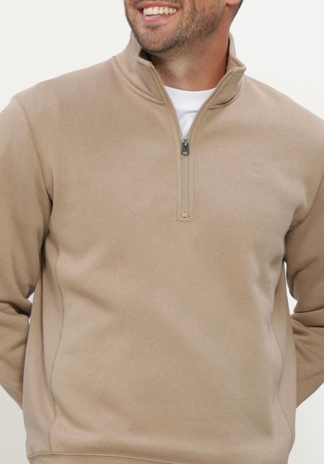 Beige G-STAR RAW Pullover PREMIUM CORE HALF ZIP R SW L\S - large