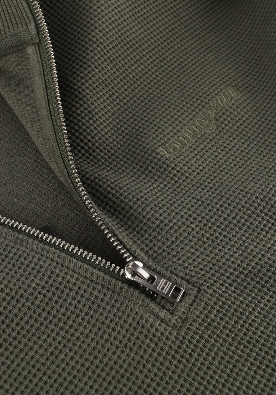 Gr&uuml;ne TOMMY JEANS Pullover TJM RLX WAFFLE SCRIPT QRTR ZIP - large