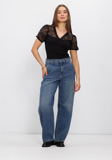 Schwarze ROSEMUNDE T-shirt BEATHA FULL LACE V-NECK T-SHIRT - large