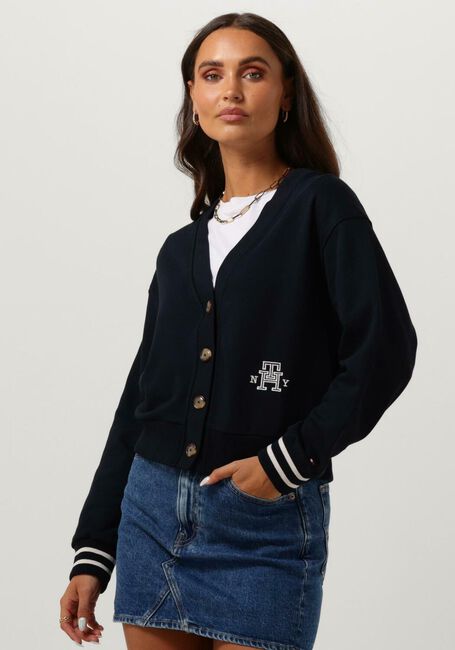Blaue TOMMY HILFIGER Strickjacke REG VARSITY IMD NY CARDIGAN - large