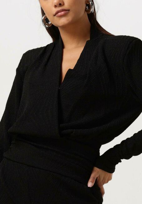 Schwarze ALIX THE LABEL Top LADIES KNITTED LUREX WRAP TOP - large