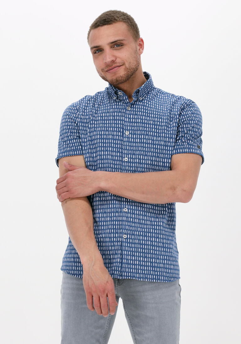 dunkelblau vanguard casual-oberhemd short sleeve shirt fine jersey with print