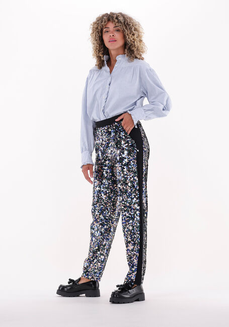 Silberne SCOTCH & SODA Hose METALLIC PIECE SEQUIN HIGH-RISE PANTS - large