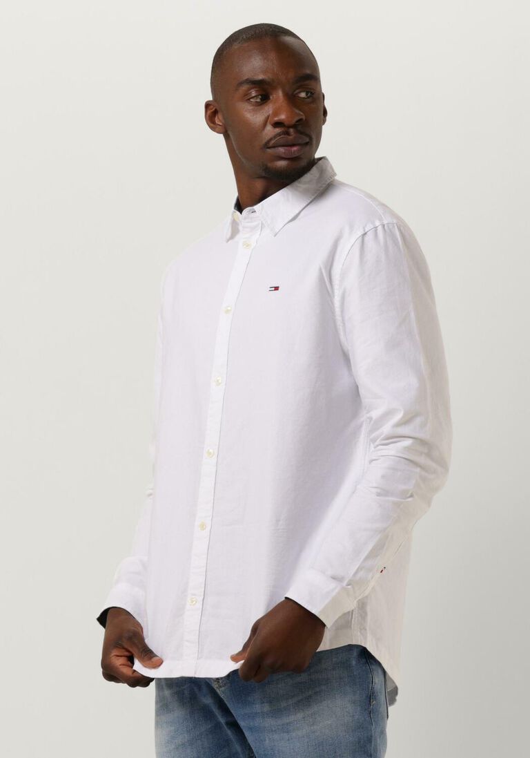 weiße tommy jeans casual-oberhemd tjm classic oxford shirt