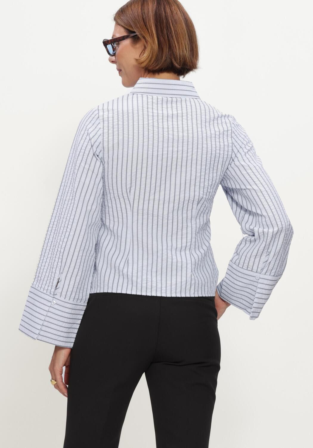 Hellblau NEO NOIR Blusen ROSA STRIPED CREPE SHIRT - large