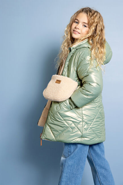Beige NONO Wattierte Jack BETTY REVERSIBLE HOODED MID LONG JACKET + BAG - large