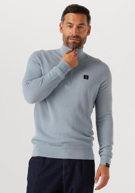 Hellblau BUTCHER OF BLUE Pullover STRUCTURE HALFZIP - large