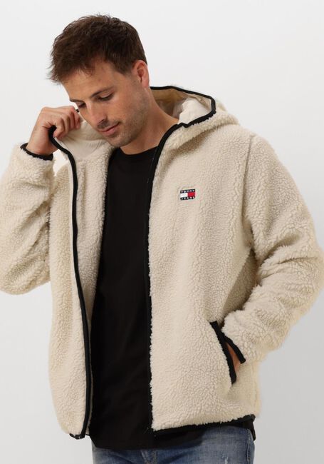 Beige TOMMY JEANS Strickjacke TJM REG BADGE TEDDY - large