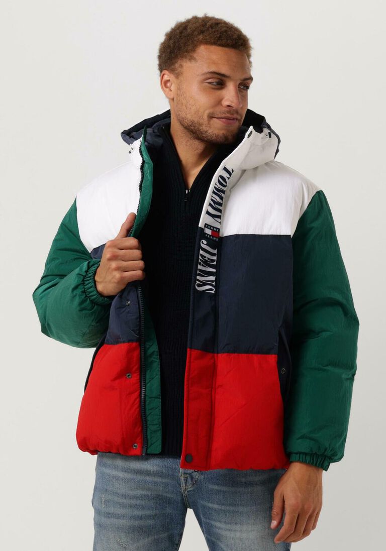 mehrfarbige/bunte tommy jeans wattierte jack tjm archive colorblock puffer