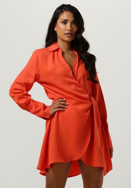 Orangene COLOURFUL REBEL Minikleid HETTE UNI WRAP MINI DRESS - large
