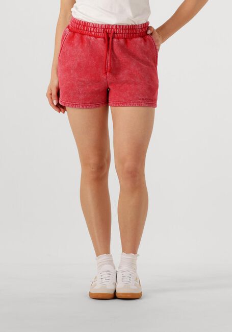 Rote COLOURFUL REBEL Kurze Hose UNI LOGO ACID WASH SWEAT SHORT - large