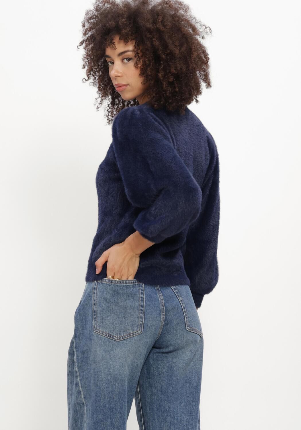 Dunkelblau CATWALK JUNKIE Pullover FUZZY PUFF SLEEVE KNIT - large