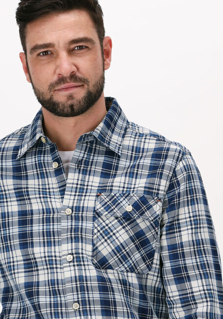 Blaue SCOTCH & SODA Casual-Oberhemd INDIGO CHECKED 1 POCKET WORKWE - large