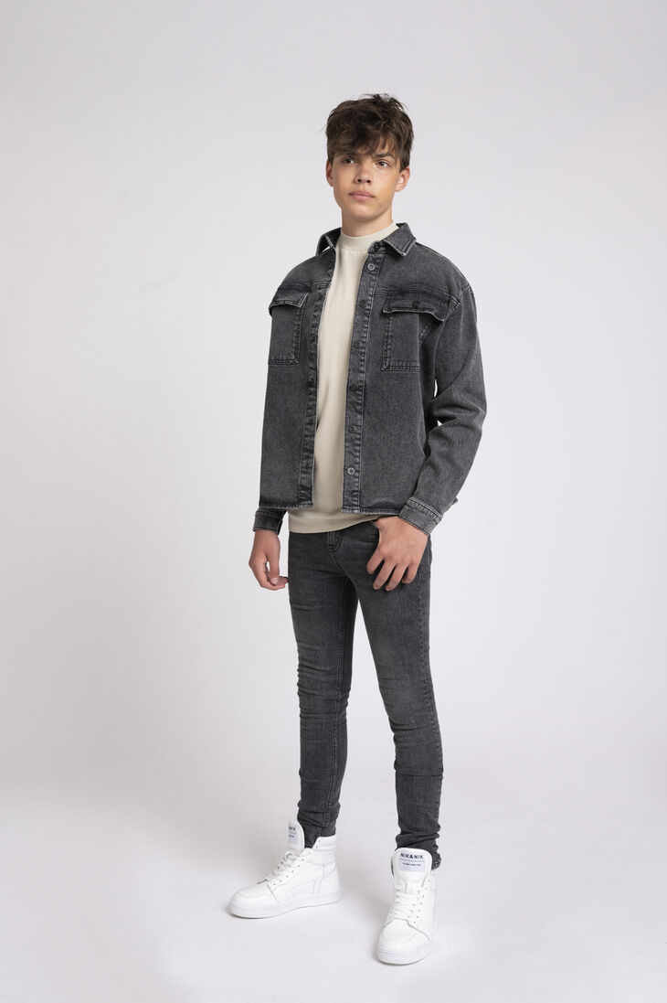 schwarze nik & nik overshirt faru denim shirt