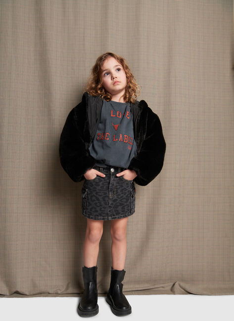 Schwarze ALIX MINI Fake-Fur-Jack REVERSIBLE JACKET - large