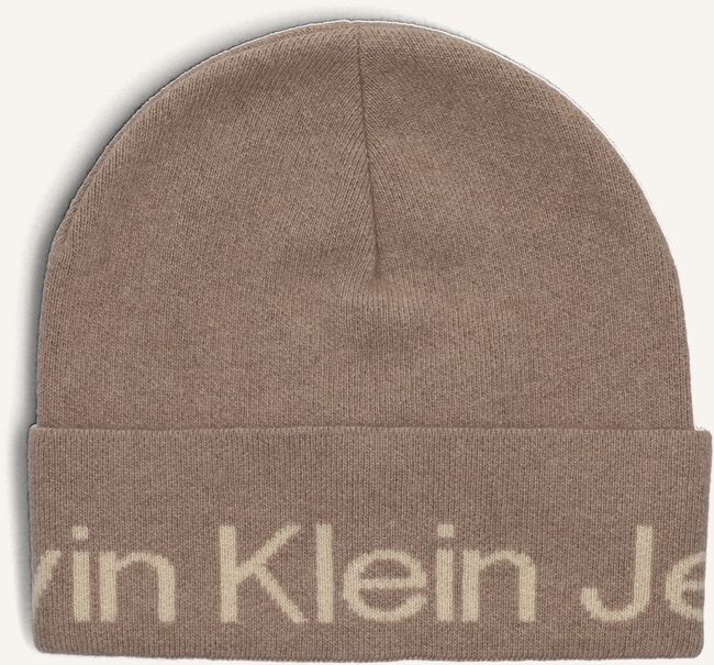 Taupe CALVIN KLEIN Mütze LOGO BEANIE Taupe CALVIN KLEIN Mütze LOGO BEANIE - large