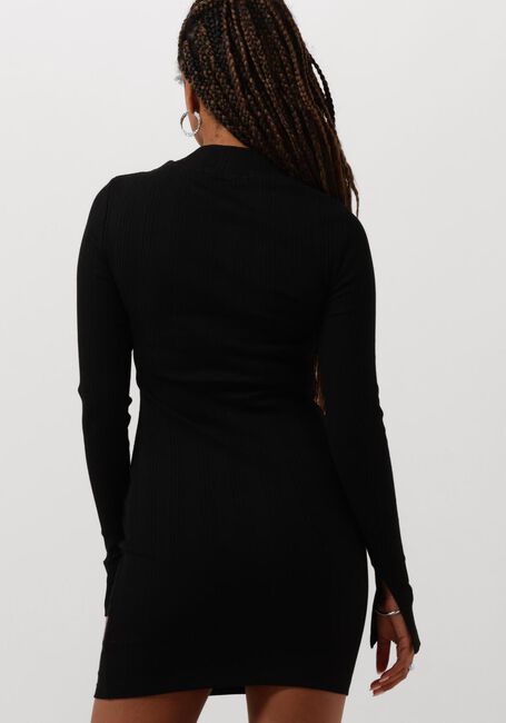 Schwarze CALVIN KLEIN Minikleid VARIEGTAED RIB HALF ZIP LS DRESS - large